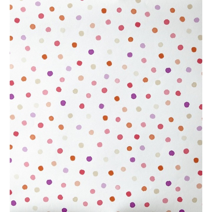 Papel pintado lunares infantiles tonos rojo y morado - Girol 342118