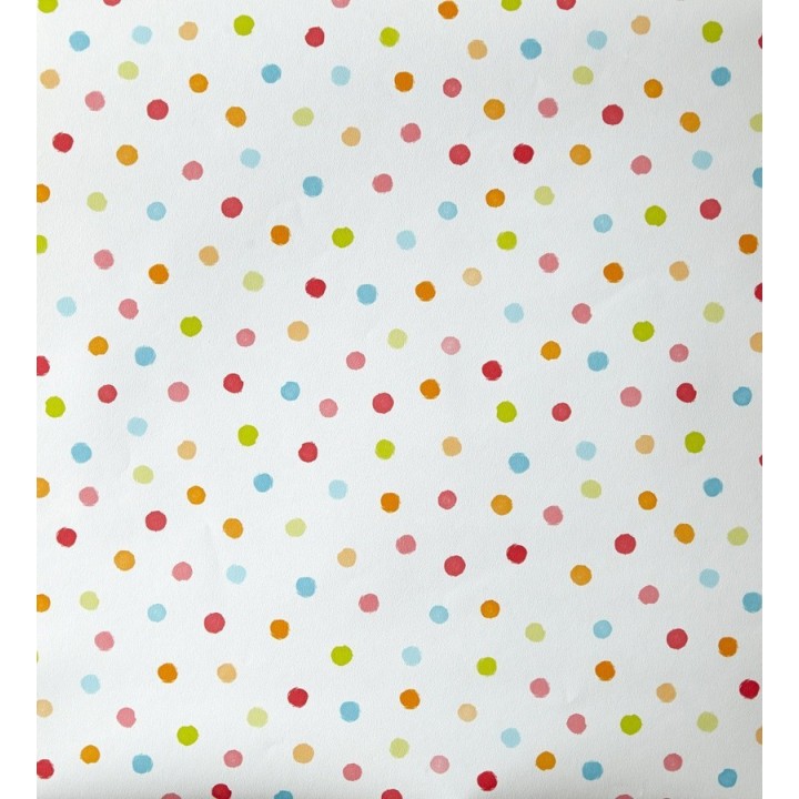 Papel pintado lunares infantiles multicolor - Girol 342119