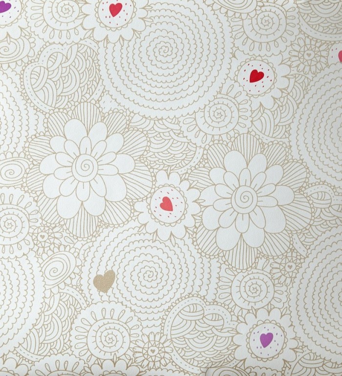 Papel pintado flores de mandalas y corazones - Jolie Flowers 342120