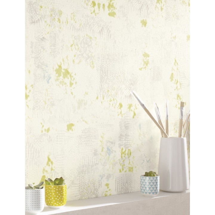 Papel pintado ornamental y manchas de acuarela - Solvay 342312