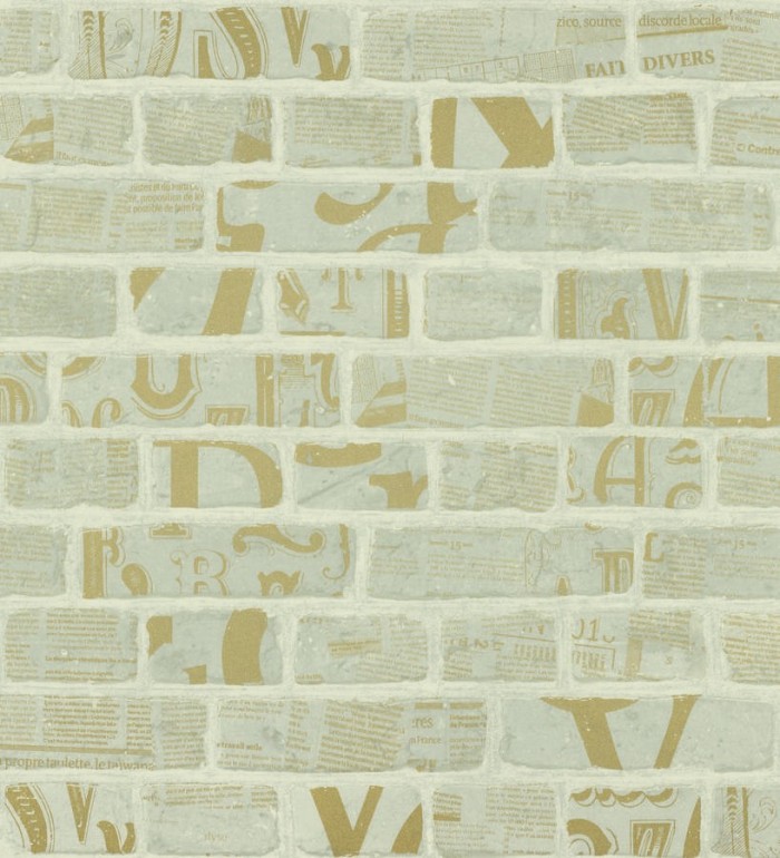 Papel pintado letras y recortes en muro de ladrillo - Linotype 342489
