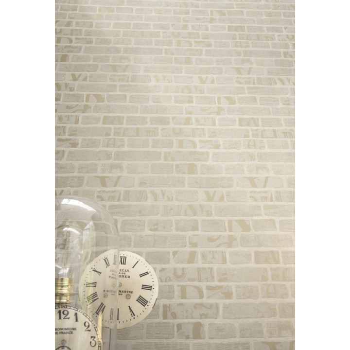 Papel pintado letras y recortes en muro de ladrillo - Linotype 342489