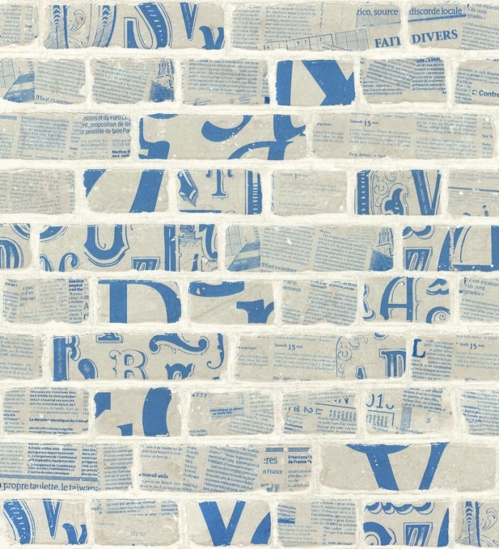 Papel pintado letras y recortes en muro de ladrillo - Linotype 342491