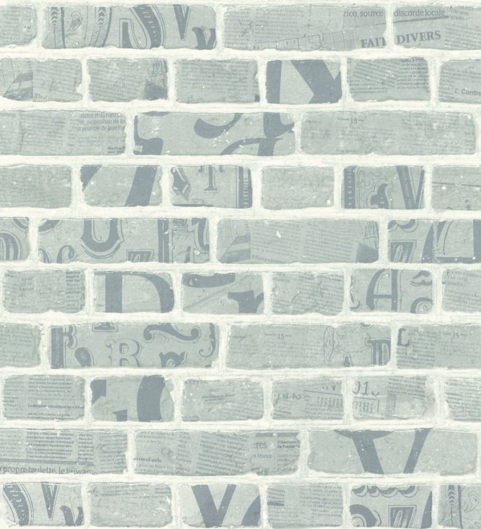 Papel pintado letras y recortes en muro de ladrillo - Linotype 342492