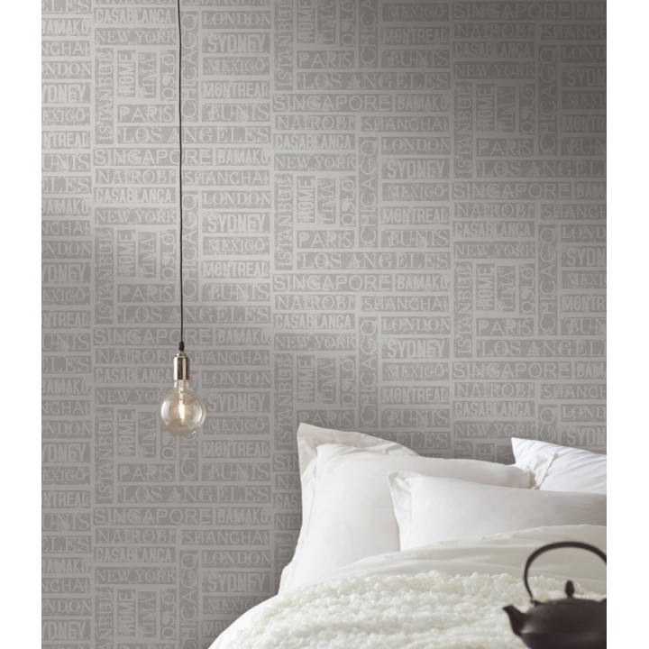 Papel pintado palabras de ciudades horizontal y vertical - Pertua 342518