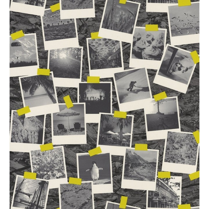 Papel pintado fotos Polaroid de viajes en blanco y negro - Vostell 342796