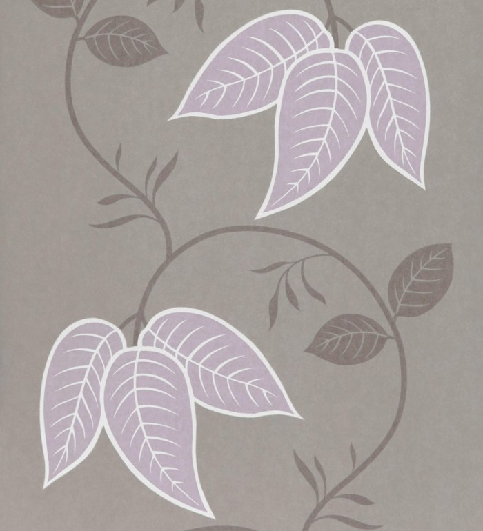 Papel pintado con hojas grandes de fresno rosa claro fondo beige - Tabita 421513