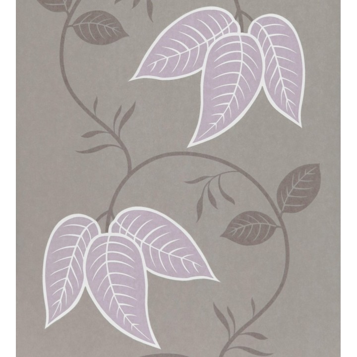 Papel pintado con hojas grandes de fresno rosa claro fondo beige - Tabita 421513