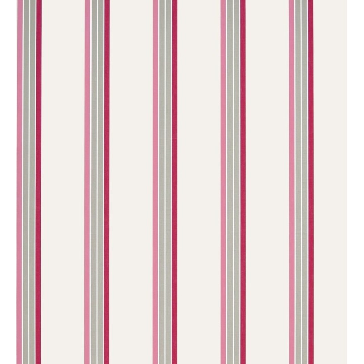 Papel pintado de rayas finas rosa, beige fondo blanco - Raya Verisa 421518