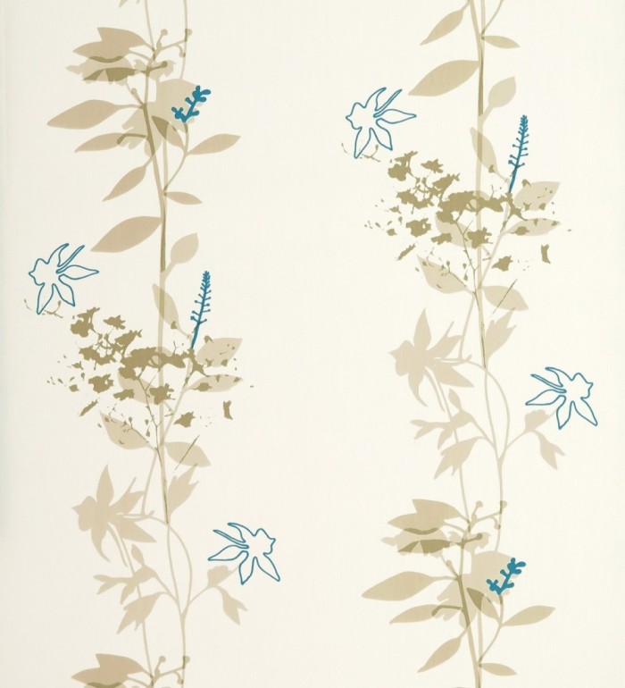 Papel pintado con hojas dibujando líneas verticales - Cirenia 421537