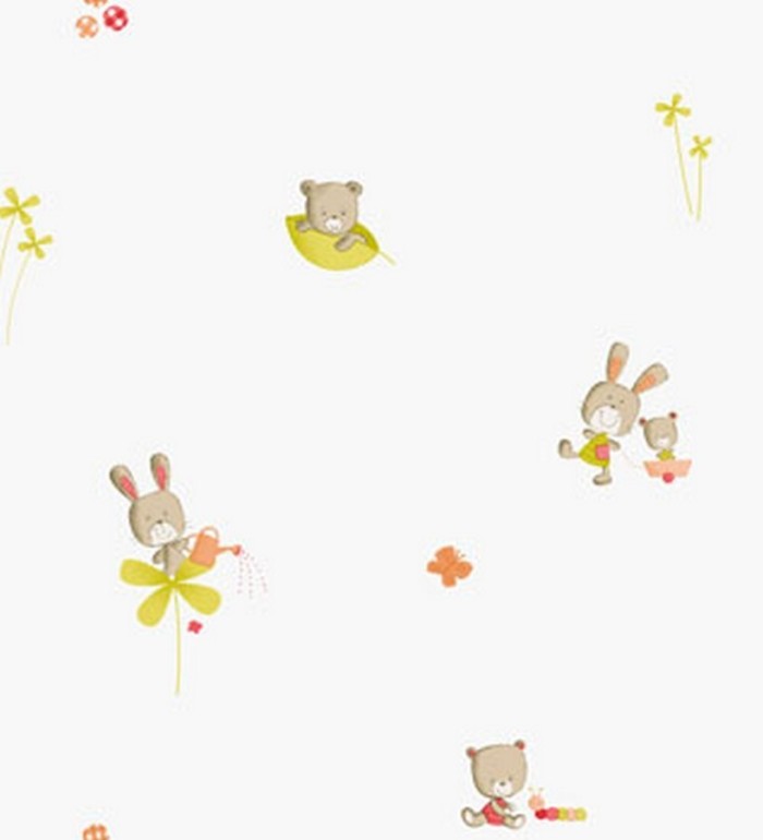 Papel pintado infantil de ositos y conejos felices - Happy Bears 421550