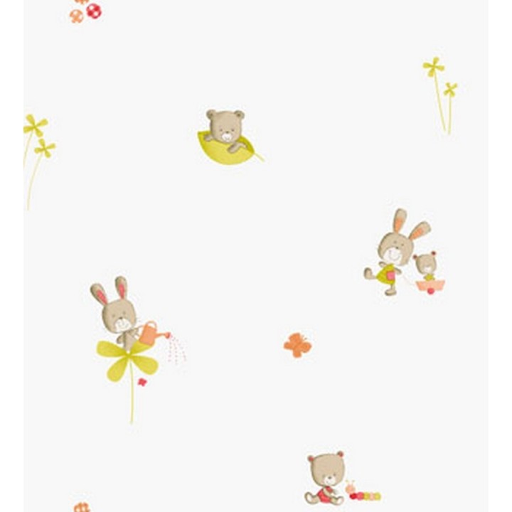 Papel pintado infantil de ositos y conejos felices - Happy Bears 421550