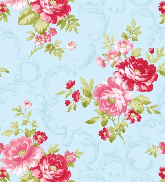 Papel pintado inglés con flores grandes románticas - Lolita 421558