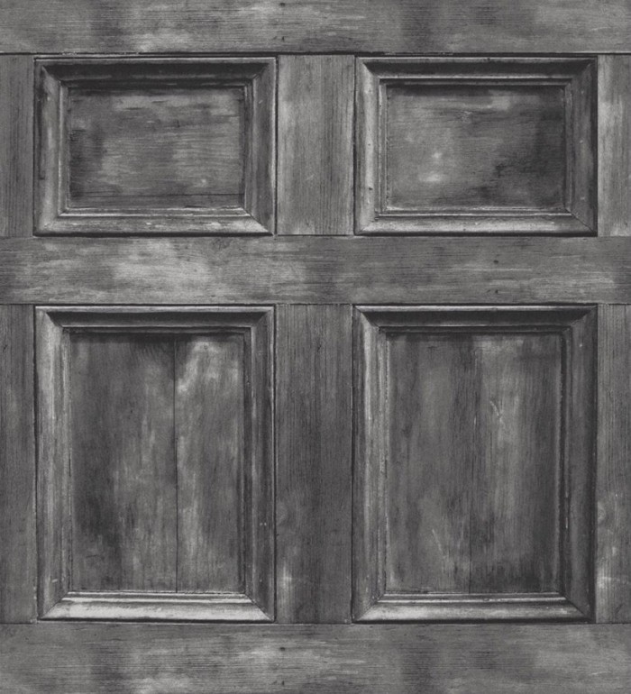 Papel pintado cuarterones de madera rústico negro gris oscuro - Galeone 421569