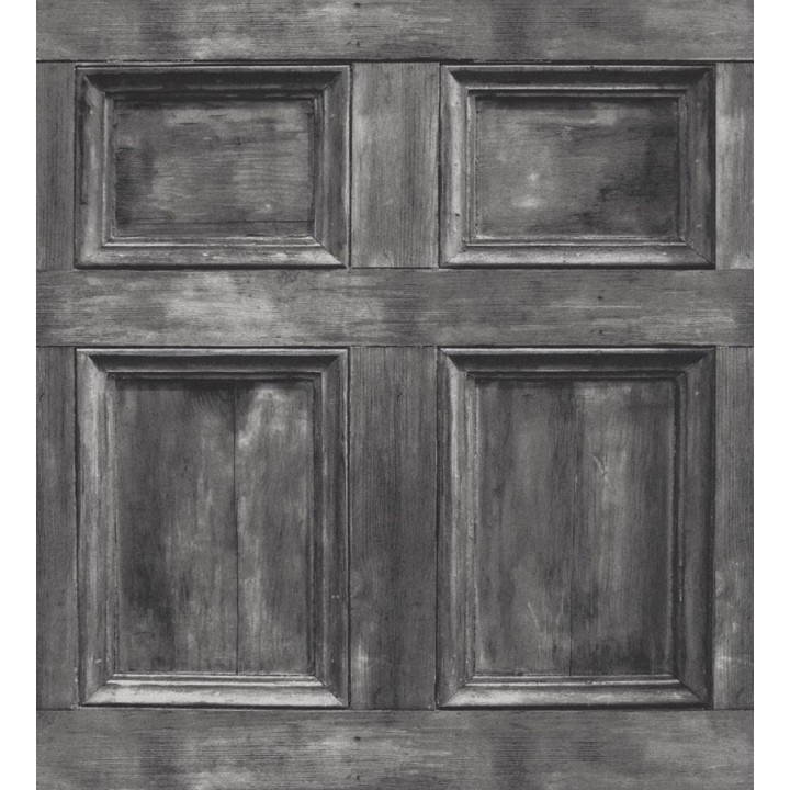 Papel pintado cuarterones de madera rústico negro gris oscuro - Galeone 421569