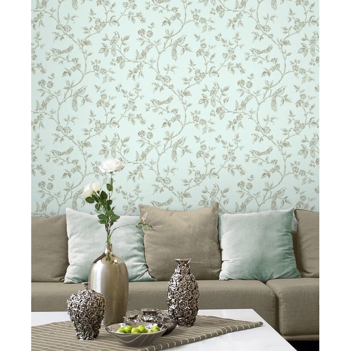 Papel pintado flores y pájaros vintage - Idalia 421578