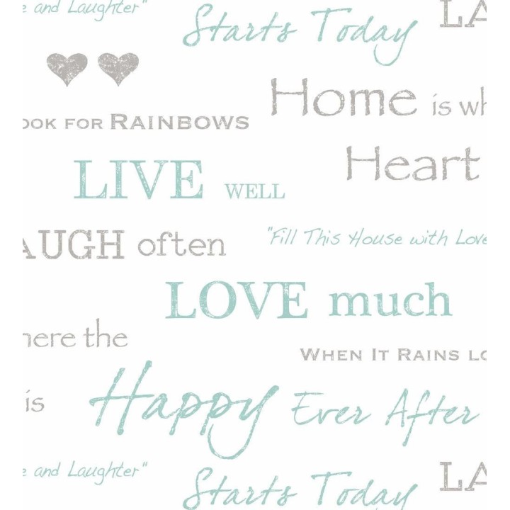 Papel pintado juvenil con palabras positivas - Home Treasures 421579