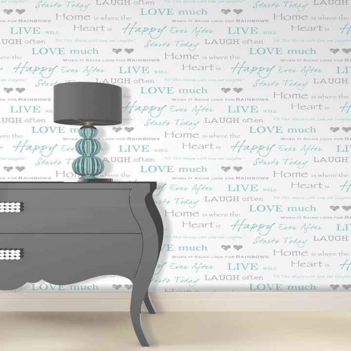 Papel pintado juvenil con palabras positivas - Home Treasures 421579