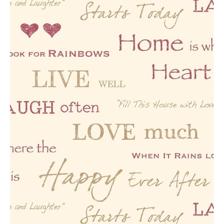 Papel pintado juvenil con palabras positivas - Home Treasures 421580
