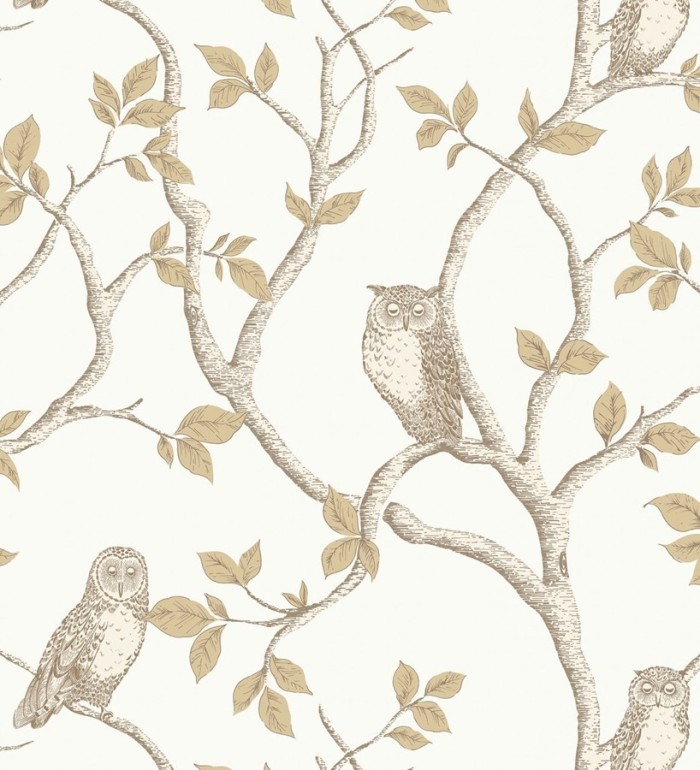 Papel pintado de búhos y árboles nórdicos - Sleepy Owls 421582