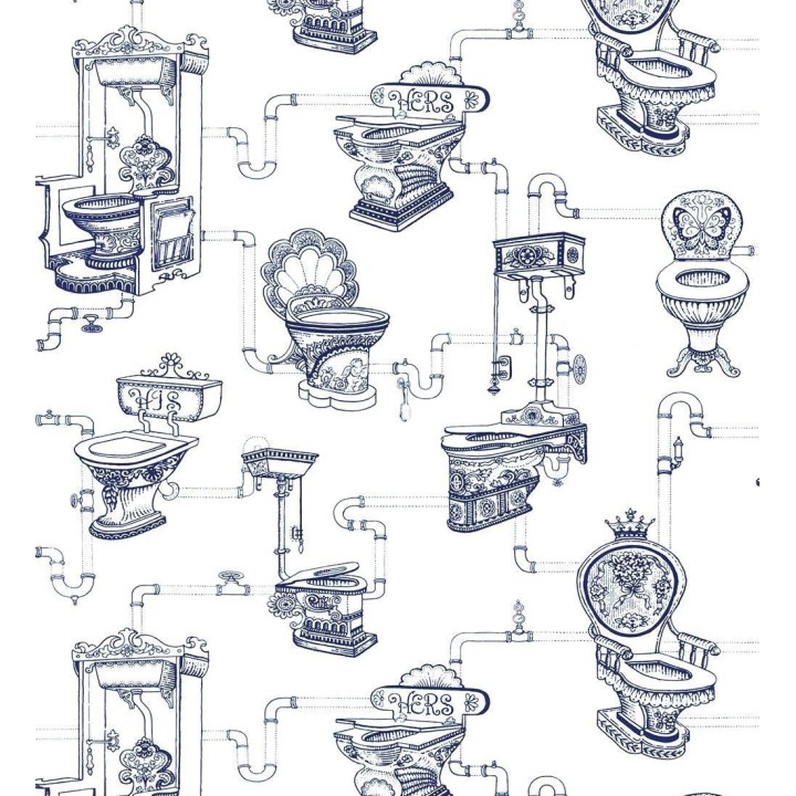 Papel pintado piezas de baño de porcelana vintage - Majestic Toilets 421586
