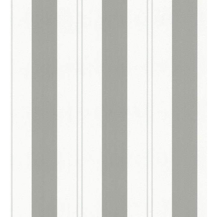 Papel pintado de rayas anchas gris claro con raya diplomática - Raya Sivane 421608