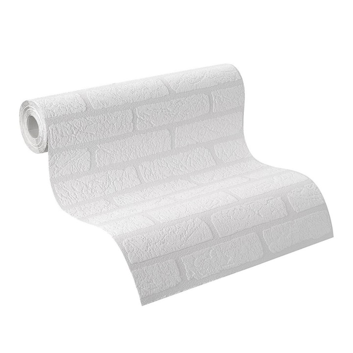 Papel pintado ladrillo blanco vinílico relieve 3d - Capitol Street 421612