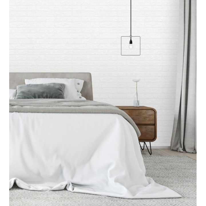 Papel pintado ladrillo blanco vinílico relieve 3d - Capitol Street 421612