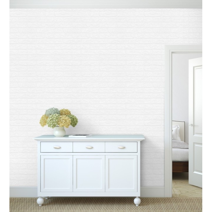 Papel pintado ladrillo blanco vinílico relieve 3d - Capitol Street 421612