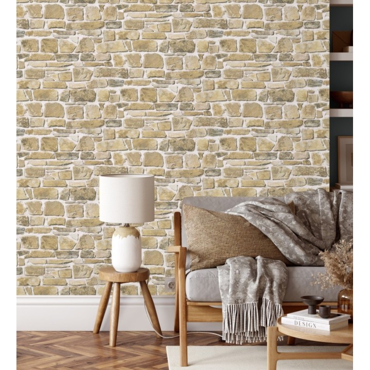 Papel pintado muro de piedra caliza superlavable vinílico - Lawton Street 421622