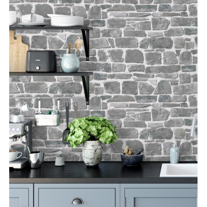 Papel pintado muro de piedra caliza superlavable vinílico - Lawton Street 421623