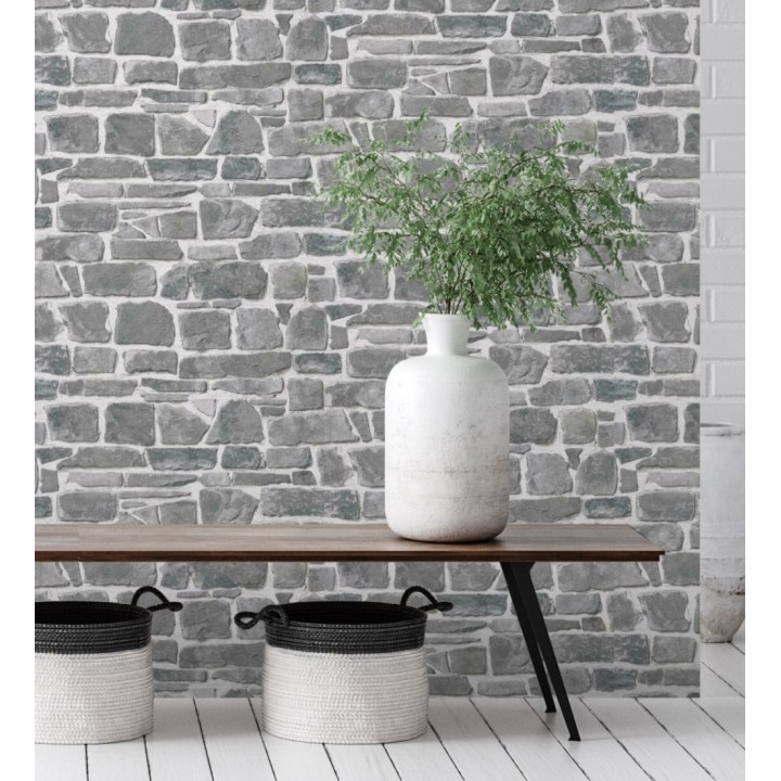 Papel pintado muro de piedra caliza superlavable vinílico - Lawton Street 421623