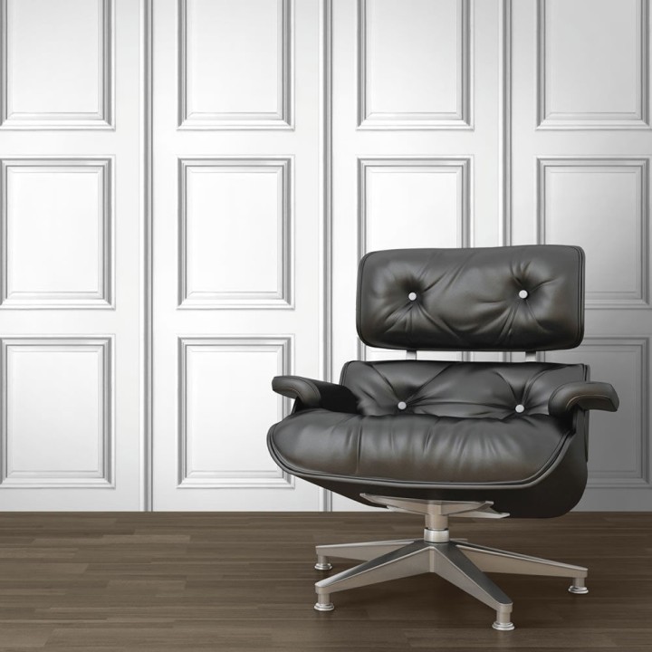 Papel pintado casetones de escayola clásico blanco - Venice 421649