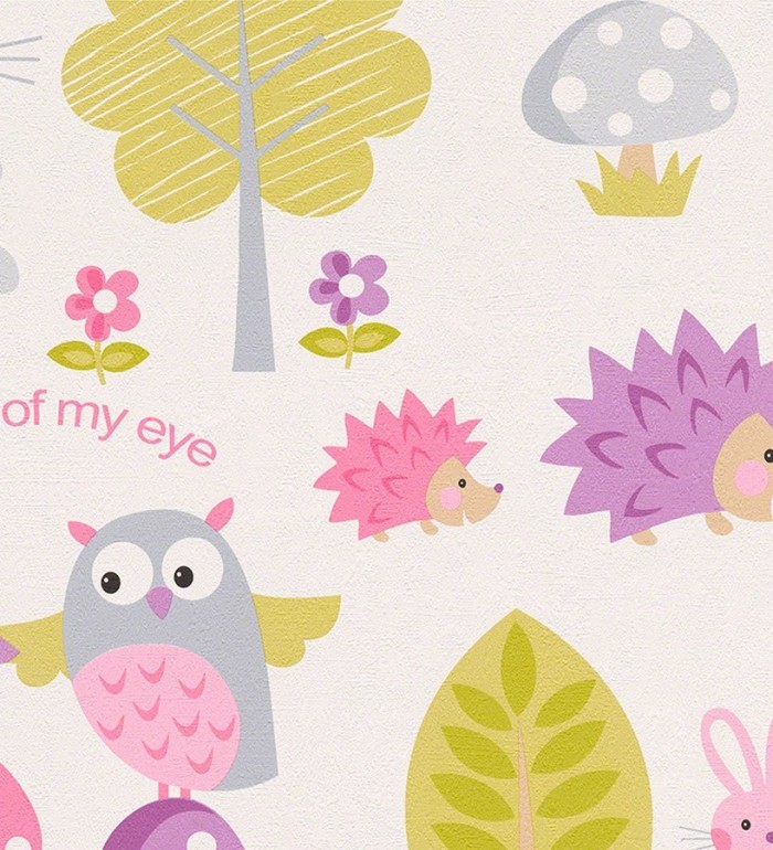 Papel pintado infantil búhos y erizos en el bosque - Asleep Owls 451684
