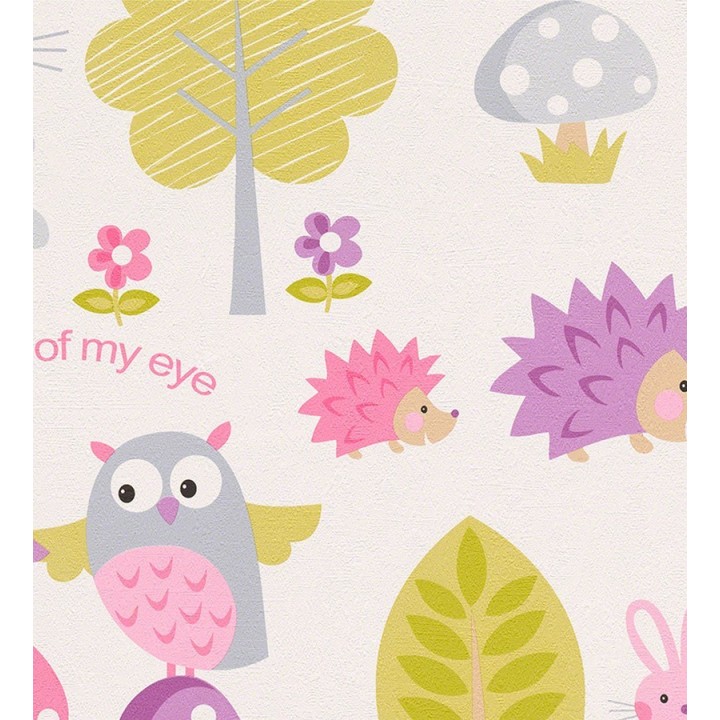 Papel pintado infantil búhos y erizos en el bosque - Asleep Owls 451684