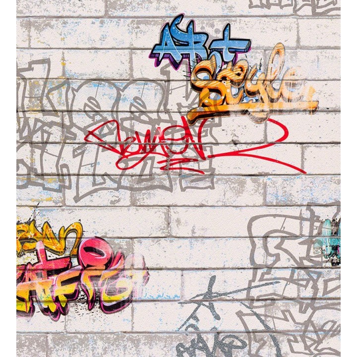 Papel pintado juvenil imitación muro de graffiti - Urban Style 451689