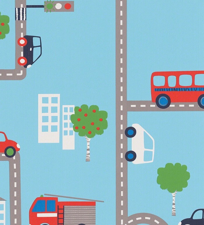 Papel pintado infantil carretera y coches - Streets & Cars 451715