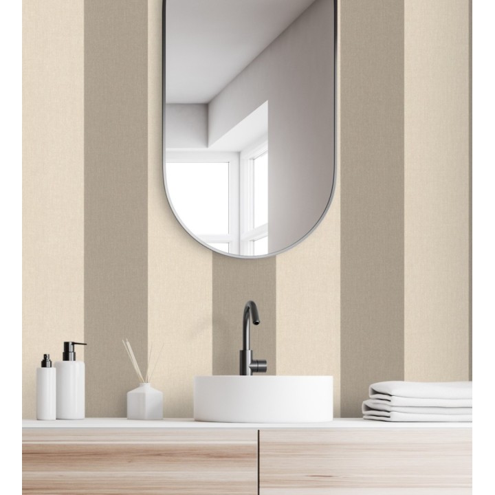 Papel pintado rayas tostado y marrón imitación textil - Raya Connor 451834