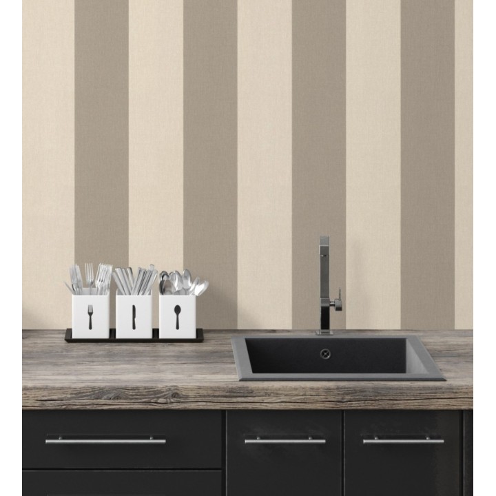 Papel pintado rayas tostado y marrón imitación textil - Raya Connor 451834