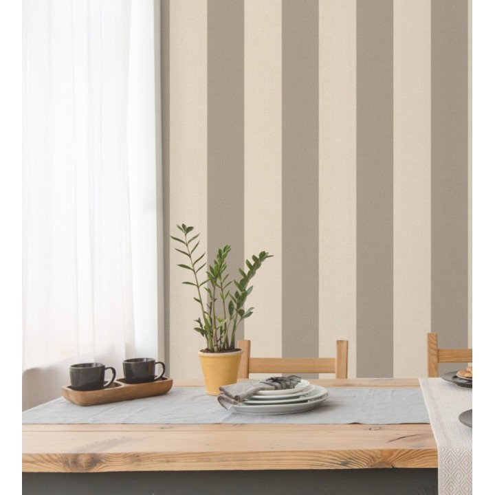 Papel pintado rayas tostado y marrón imitación textil - Raya Connor 451834