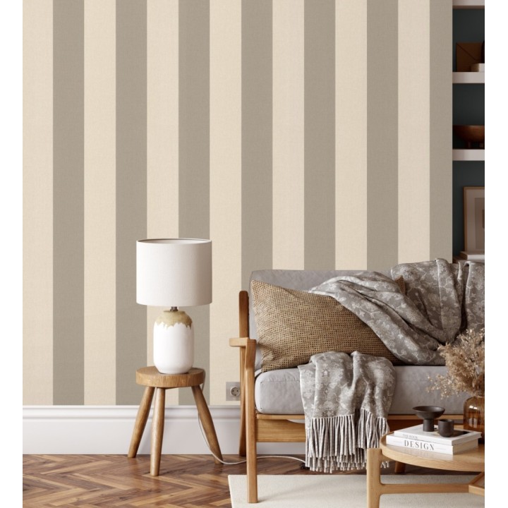 Papel pintado rayas tostado y marrón imitación textil - Raya Connor 451834