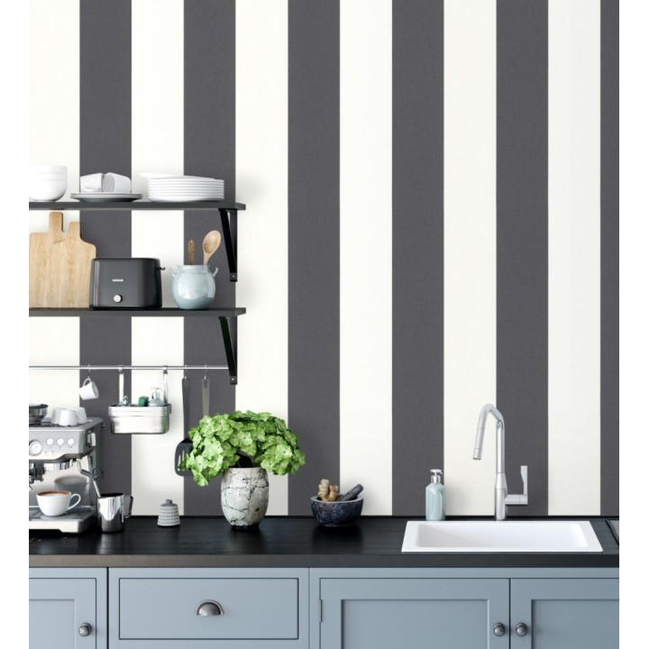 Papel pintado rayas tostado y marrón imitación textil - Raya Connor 451836