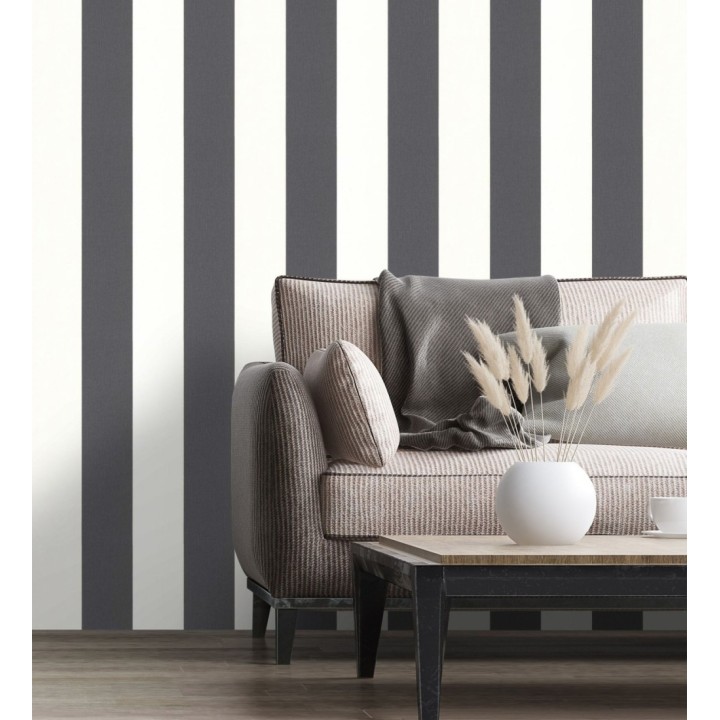 Papel pintado rayas tostado y marrón imitación textil - Raya Connor 451836