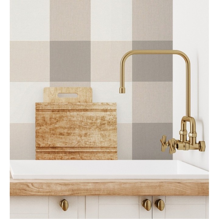 Papel pintado cuadros escoceses tonos beige estilo inglés - Connor 451841