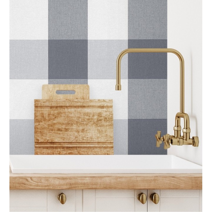 Papel pintado cuadros escoceses tonos grises y blanco estilo inglés - Connor 451842