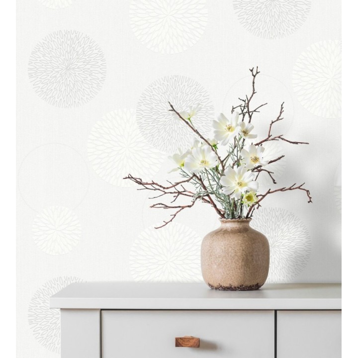 Papel pintado geométrico círculos gris claro con estilo - Hansel 451900