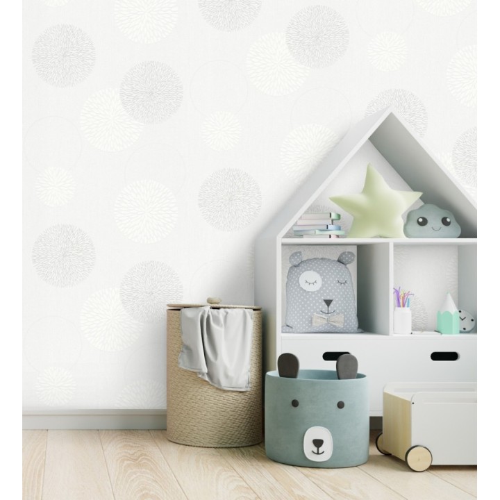 Papel pintado geométrico círculos gris claro con estilo - Hansel 451900