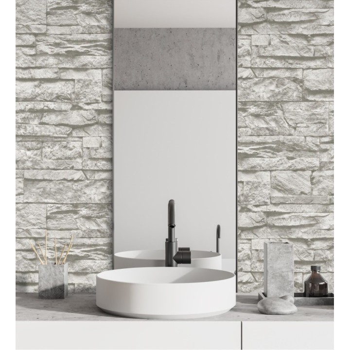 Papel pintado piedra pizarra gris superlavable vinílico - Israel 453144