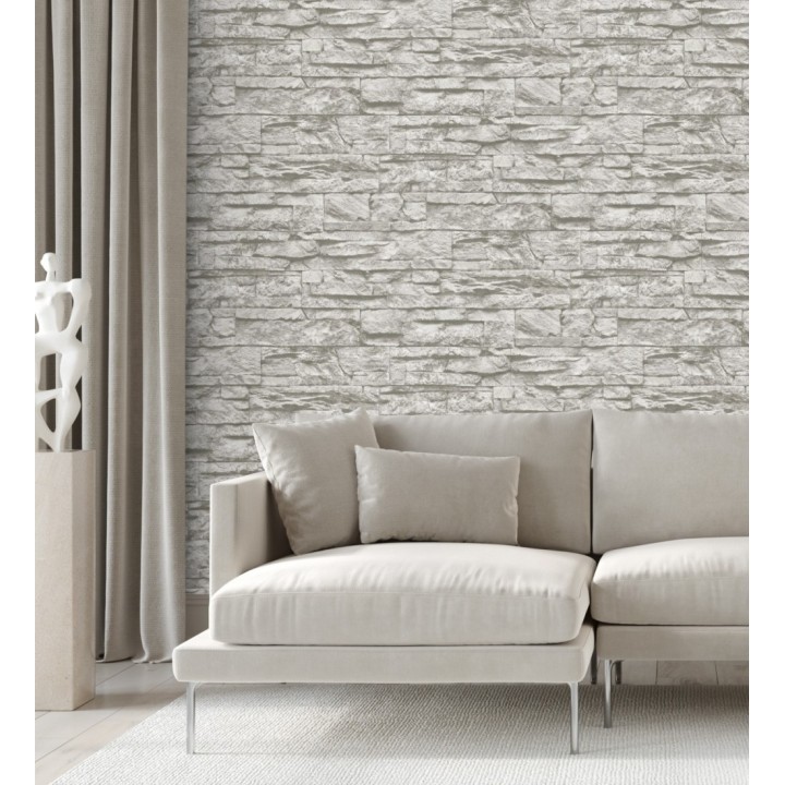 Papel pintado piedra pizarra gris superlavable vinílico - Israel 453144