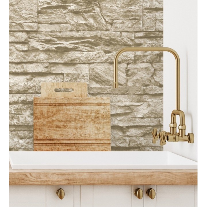 Papel pintado piedra pizarra beige superlavable vinílico - Israel 453146